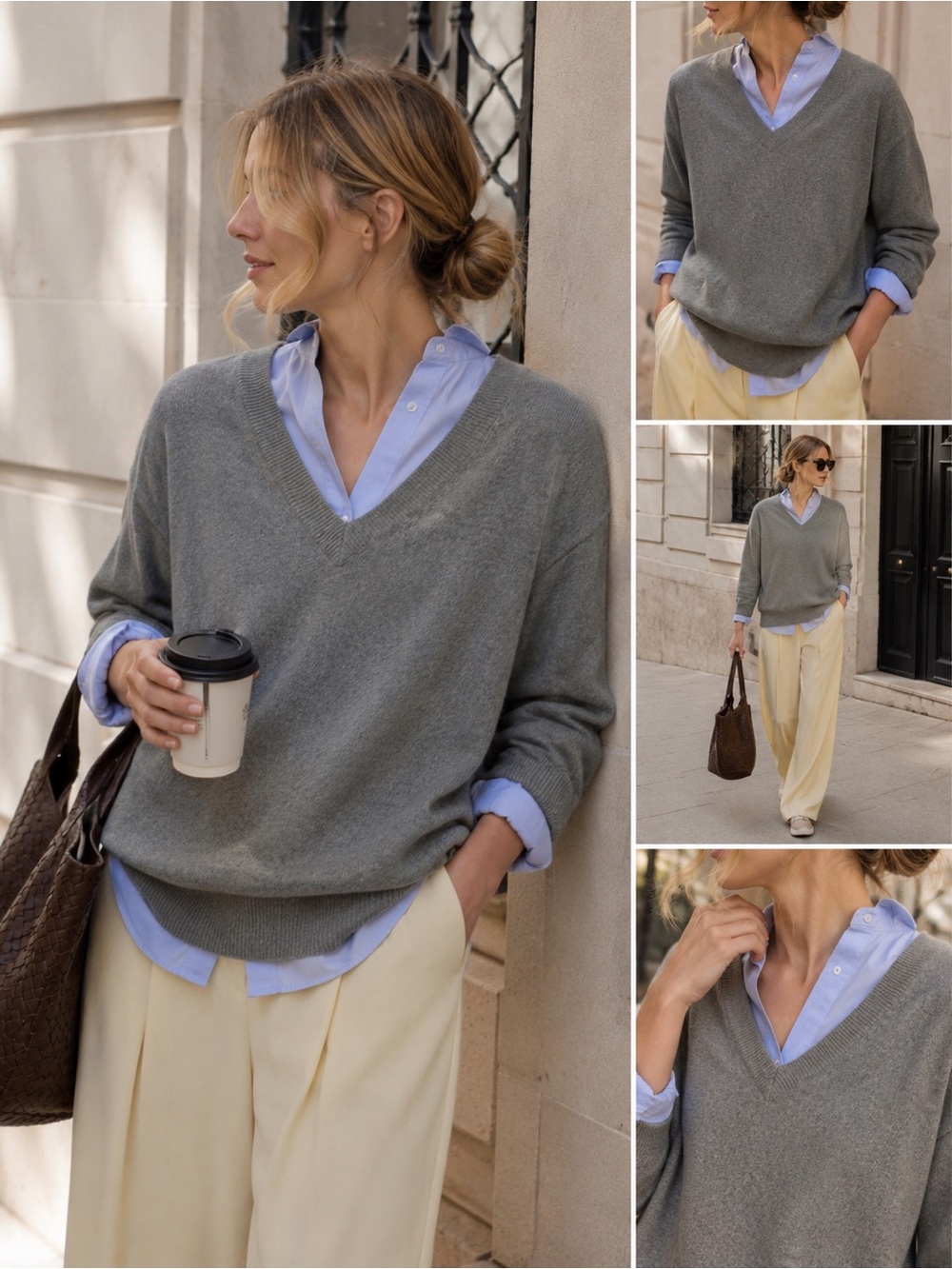 Club Room 100% Fine Cashmere Men’s V-Neck Sweater Gray Size M Soft Luxury Knit